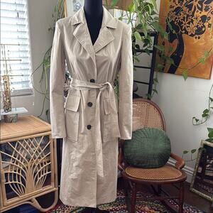 Avec Les Filles Beige Button Up Belted Sherlock Holmes Trench Coat